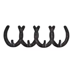 Image of Rustic Cast Iron Wall Hooks Horseshoe Design
