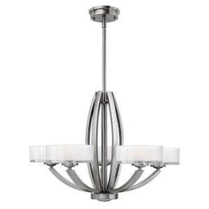 Image of 5 Light Multi Arm Chandelier Brushed Nickel Finish, G9