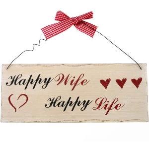 Image of Happy Wife, Happy Life Hanging Sign