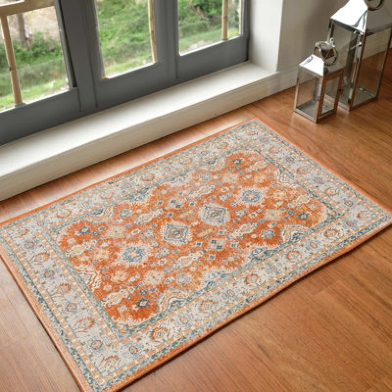 Image of Livabliss Machine Washable Oriental Boho Burnt Orange Avni Area Rug 66 X 115cm - Easy Care, Non Shedding, Ideal For Living Room & Bedroom