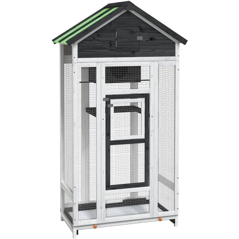 Image of vidaXL Bird House Grey 91.5x53x170cm Solid Wood Pine, Grey 172253