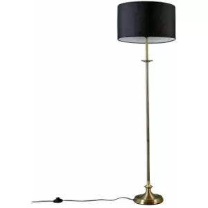 Image of Antique Brass Floor Lamp with Fabric Lampshade - Minisun