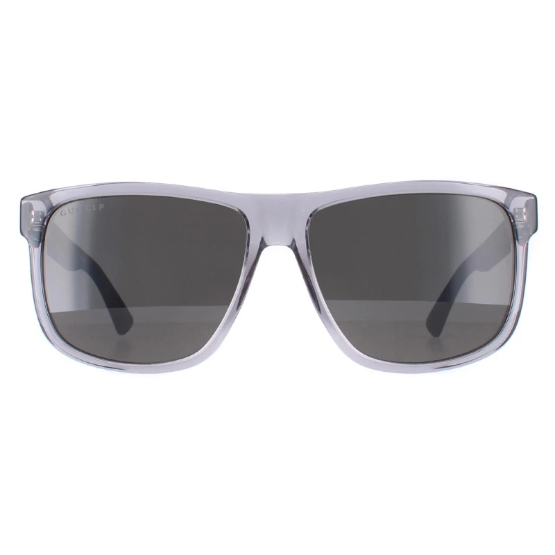 Image of Gucci Gucci Men Rectangle Transparent Grey and Black Grey Polarized GG0010S Grey One Size Male 889652047591