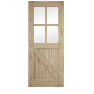 Image of JELD-WEN Mindi Framed Ledged and Braced Unfinished Glazed Internal Sliding Barn Door - Elegant Track