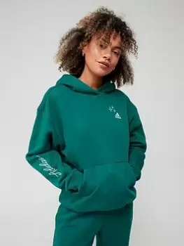 Image of adidas Sportswear Scribble Embroidery Fleece Hoodie - Green, Size XS, Women