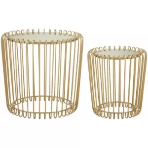 Image of Avantis S/2 Champagne Wireframe Side Tables - Premier Housewares
