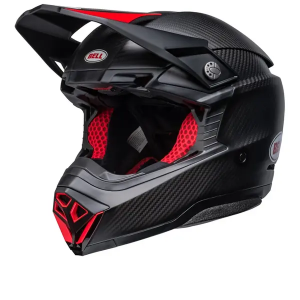 Image of Bell Moto-10 Spherical Solid Satin Gloss Black Red Offroad Helmet Size XL