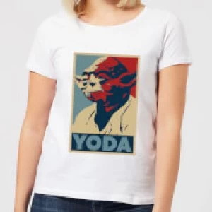 Image of Star Wars Yoda Poster Womens T-Shirt - White - M