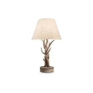 Image of Chalet 1 Light Wood Table Lamp Brown with Shade, E27