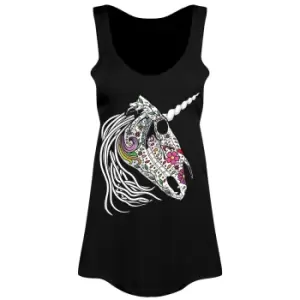 Image of Grindstore Womens/Ladies Sugar Skull Unicorn Floaty Vest (S) (Black)