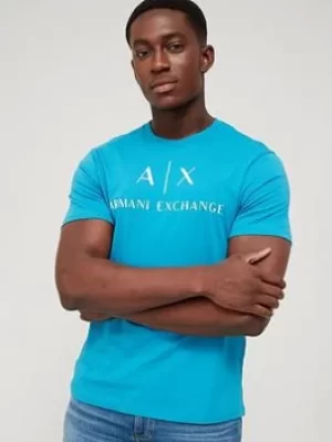 Image of Armani Exchange Classic Logo T-Shirt &ndash; Blue Size M, Men