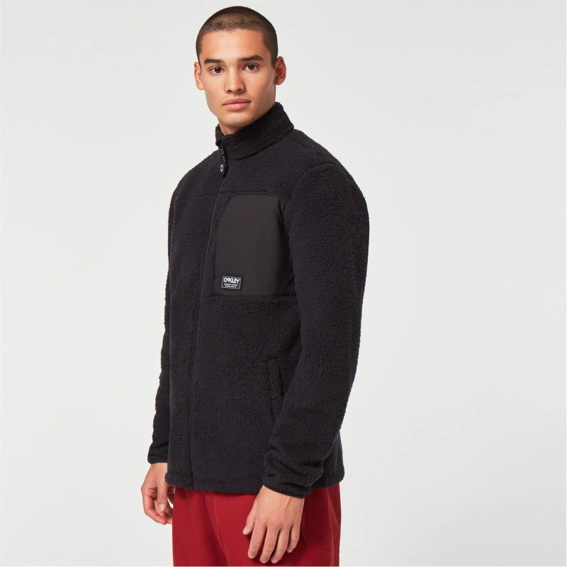 Image of Oakley Mountain Fire Full Zip Sherpa Fleece - Black S