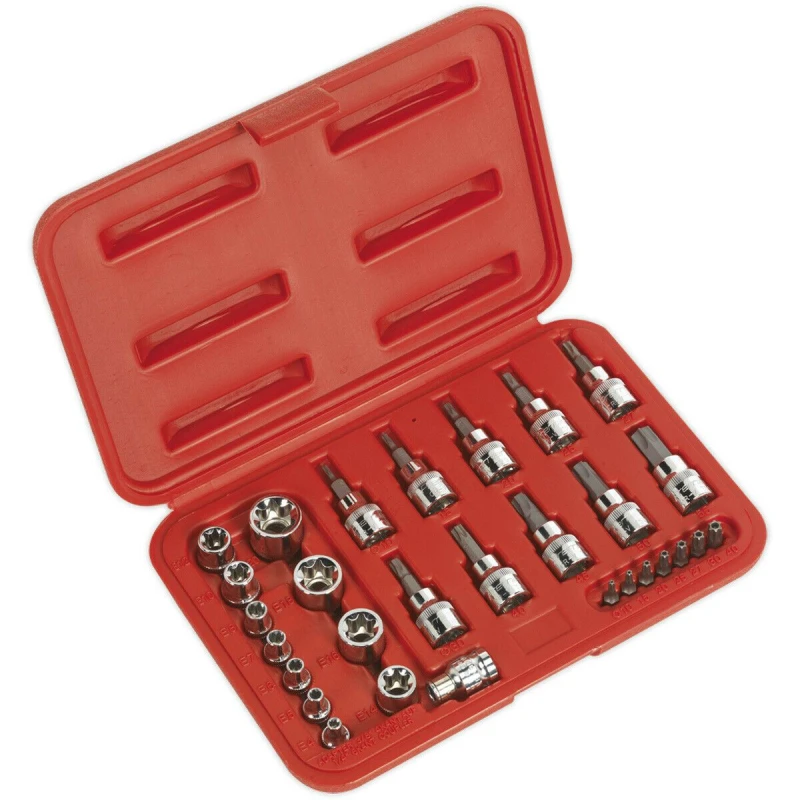 Image of Loops 29pc TRX Star Socket & SECURITY Bit Set - 1/4" & 3/8" Square Drive Male & Female Multi