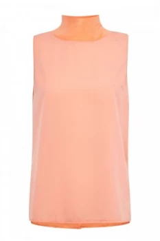 Image of French Connection Crepe Light Mock Neck Top Coral