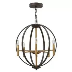Image of 6 Bulb Ceiling Pendant Light Fitting Spanish Bronze LED E14 60W Bulb