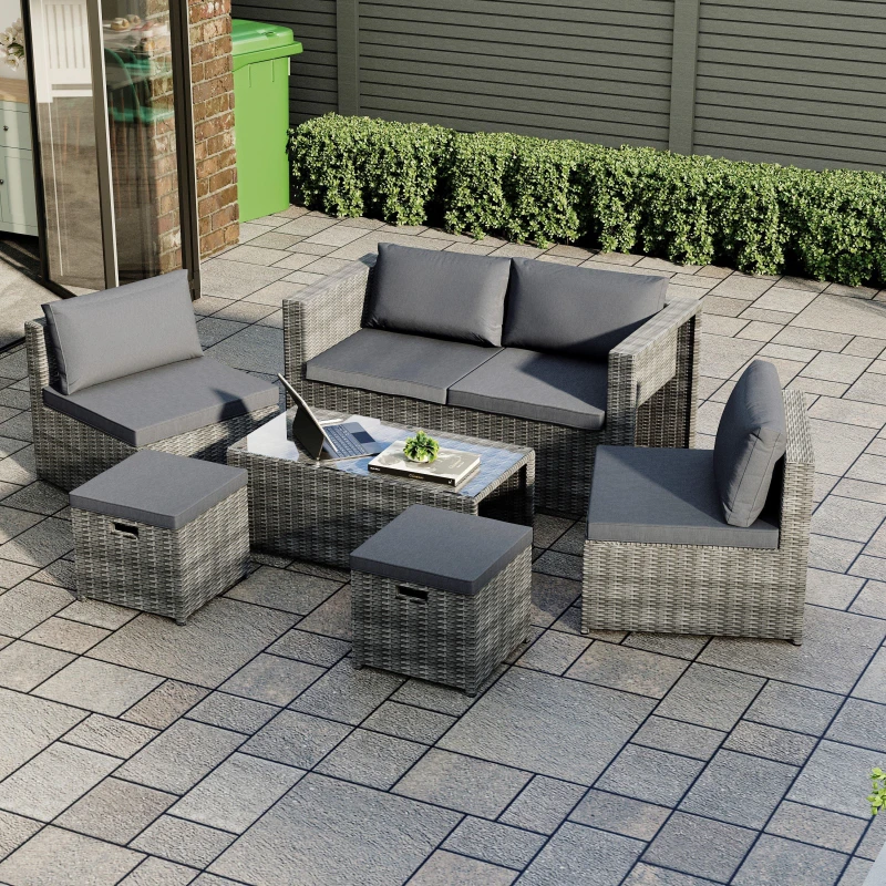Image of Lassic Islay 6 Seater Rattan Set - Fully Assembled UKFR Grey unisex 6 Seater