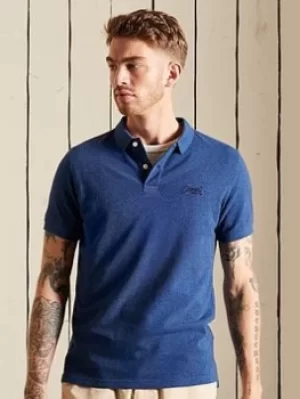 Image of Superdry Classic Pique Polo Shirt, Bright Blue, Size S, Men