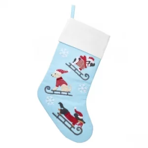 Image of Sass & Belle Dogs on Sledges Embroidered Stocking