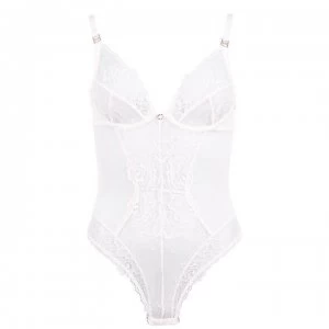 Image of Figleaves Olivia Floral Lace Sheer Body - Ballet