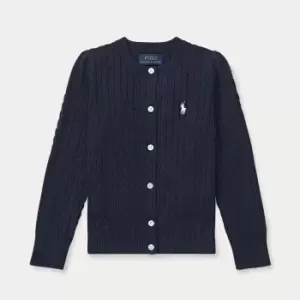Image of Polo Ralph Lauren Girls Cable Knit Cardigan - Hunter Navy - 4 Years