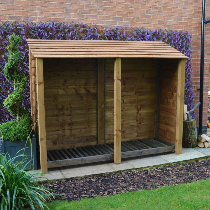 Image of Rutland County Garden Furniture Ltd Normanton 6ft Log Store - L80 x W230 x H181cm - Rustic Brown Brown Unisex