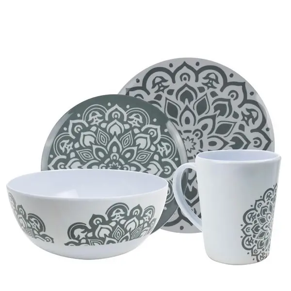 Image of Streetwize 16Pc Melamine Set Mandala Dining Sets 16 pcs Grey 84927502000