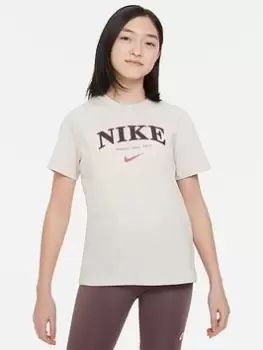 Image of Nike Older Girls Trend Boyfriend T-Shirt, White, Size L=12-13 Years, Women