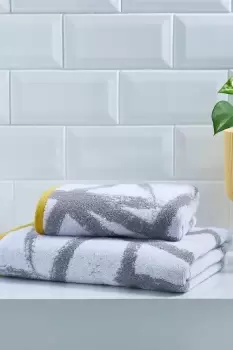 Image of 'Leda' Luxury 100% Cotton Geo Jacquard Design Towel