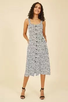 Image of White Animal Print Button Up Sundress