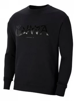 Image of Nike Liverpool Fc Mens 21/22 Crew Neck Sweater - Black Size M Men