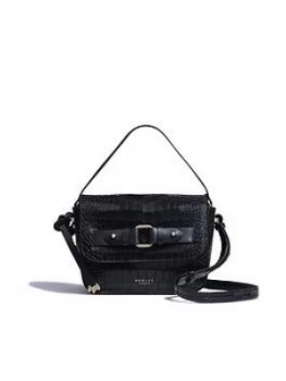 Image of Radley Agnes Street Faux Croc Small Flapover Cross Body Bag - Black