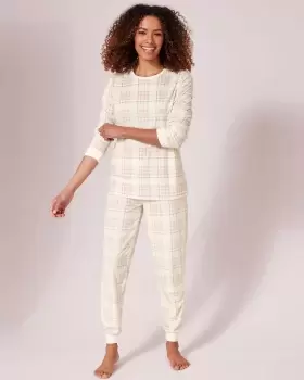 Image of Cotton Traders Womens Supersoft Check PJ Set in White