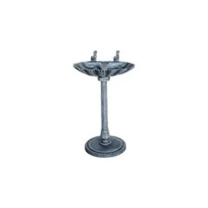 Image of Garden Outdoors Plastic Metal Effect Garden Clam Shell Bird Bath Water with Stones - Grey Stone - Schallen