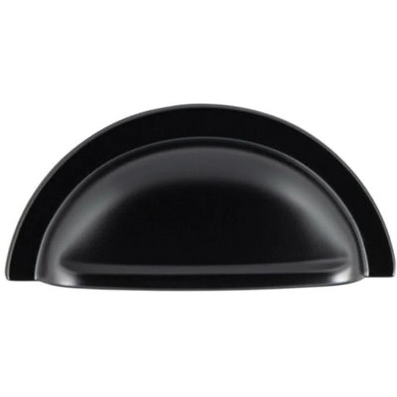 Image of Loops Cabinet Cup Pull Handle 91 x 45mm 76mm Fixing Centres Matt Black unisex