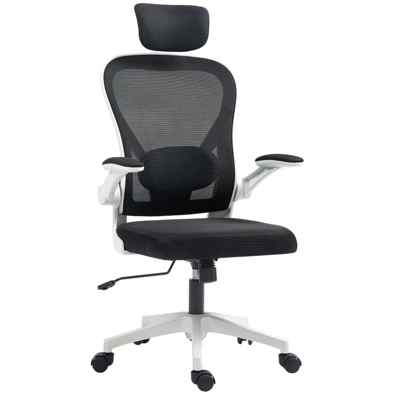 Image of HOMCOM Executive Mesh Office Chair with Headrest, Lumbar Support Black
