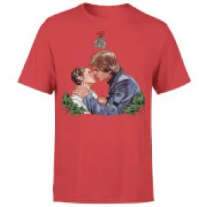 Image of Star Wars Christmas Mistletoe Kiss Red T-Shirt - S - Red