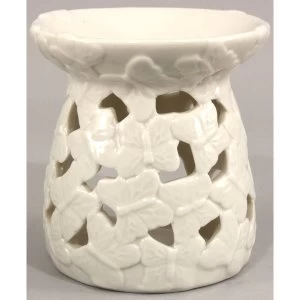 Image of White Embossed Butterfly Oil Burner