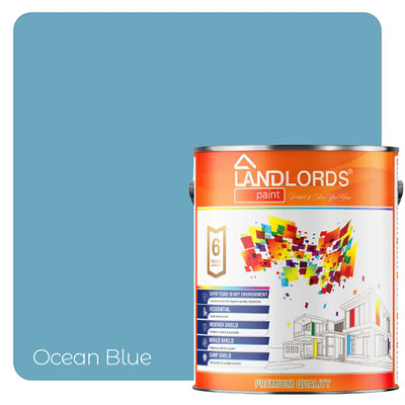 Image of Landlords Paint - Kitchen & Bathroom Paint - Mould Resistant, Washable & Durable - Ocean Blue - 1L