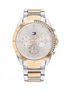 Image of Tommy Hilfiger Tommy Hilifiger Kennedy Grey Chronograph Dial Two Tone Bracelet Watch, Silver, Women