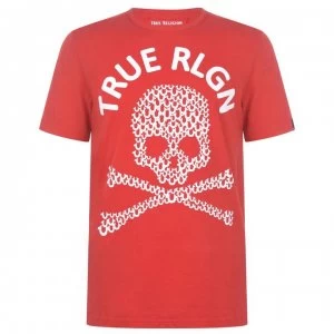 Image of True Religion Textured Skull T Shirt - Red 1763