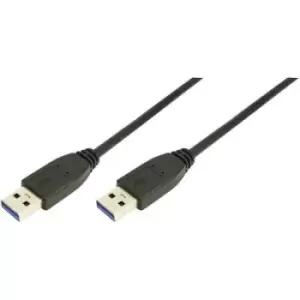 Image of LogiLink USB cable USB 3.2 1st Gen (USB 3.0 / USB 3.1 1st Gen) USB-A plug, USB-A plug 2m Black CU0039