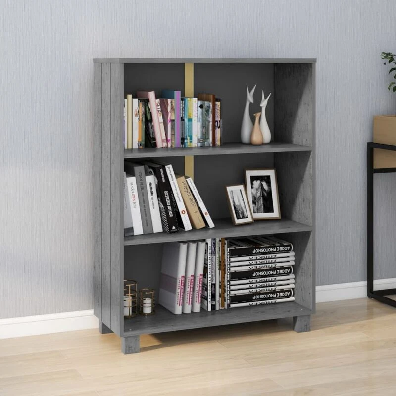 Image of VIDAXL Vidaxl - Book Cabinet hamar Dark Grey 85x35x112cm Solid Wood Pine 8720286818329