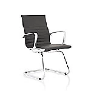 Image of Visitor Chair Fenn Black Faux Leather Cantilever