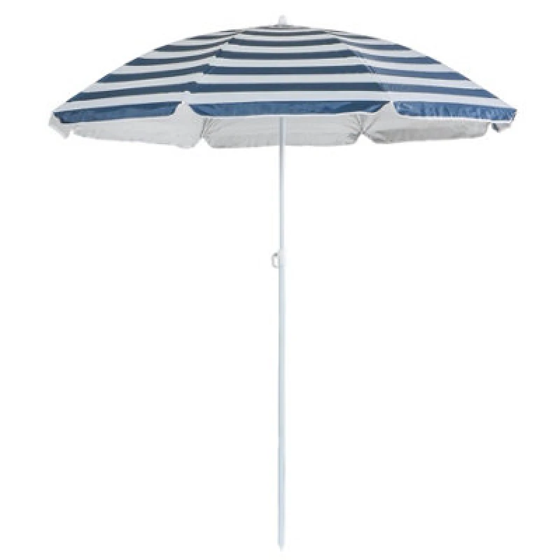 Image of Harbour Housewares Metal Beach Parasol - 1.8M X 2M - Blue Stripe