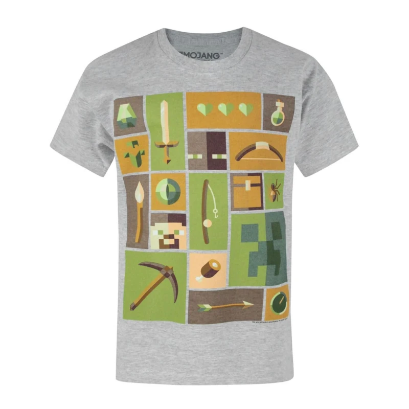 Image of Minecraft Short Sleeved T-Shirt Grey male