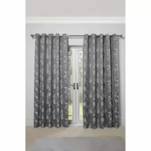 Image of Emma Barclay Butterfly Meadow Eyelet Curtain 66 X 54 Silver