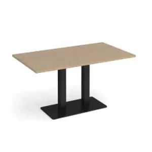 Image of Eros rectangular dining table with flat Black rectangular base and twin uprights 1400mm x 800mm - kendal oak