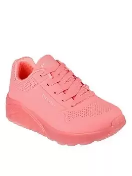 Image of Skechers Girls Uno Ice Lace Up Trainer, Pink, Size 10 Younger