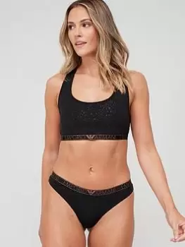 Image of Emporio Armani Bodywear Sparkle Detail Bralette And Brief Gift Box, Black, Size S, Women