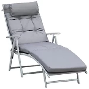 Image of Outsunny Sun Lounger 84B-184V70GY Steel, Textilene, Fabric, Cotton Grey